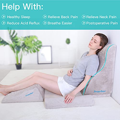 Wedge Pillow - Bed Wedge Pillow - Wedge Pillow For Sleeping - Foam Leg Elevation Pillow - Post Surgery Foam For Back And Knee Pain Relief / Hypoallergenic Support Pillow For Acid Reflux #TOP2