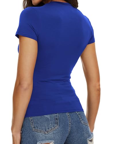 Image of Womens Basic Tees Summer Short Sleeve Shirts Slim Fit Tight T Shirt Going Out Tops Trendy 2026