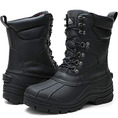 ALEADER Mens Snow Boots Waterproof Insulated Cold Weather Winter Warm Boots Black PU/01 11 US