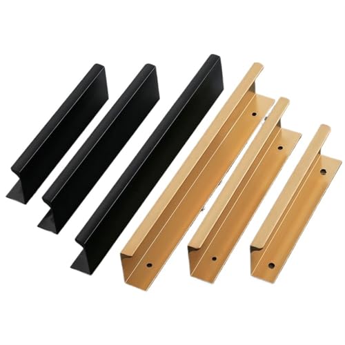 アルミニウム合金 インビジブルハンドル ブラック キッチンキャビネット ドアハンドル ワードローブ 食器棚 ドア 家具ハンドル 金具 2個 (ブラックつや消し210mm)