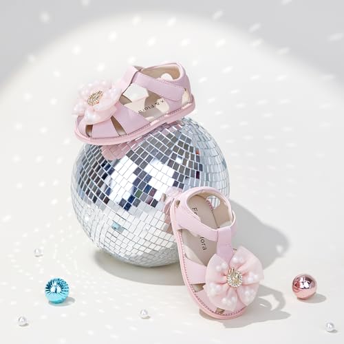 Image of Felix & Flora Toddler Girls Sandals Soft Rubber Princess Flat Shoes Flower Girl Shoes