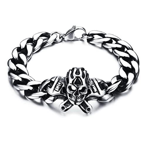 Bracelet gothique punk avec crâne pour homme et femme tendance rock