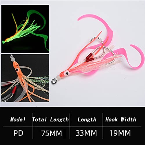 Starker scharfer Angelhaken 10 teile / los Glow Assist Hooks mit Squid Röcke ledigsam Slow Jig Silikon Rock Angeln Haken… – Bild 4