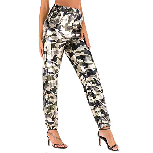 Calça casual, Andoer Calça esportiva casual feminina de cintura alta Calça de moletom Hip Hop Calça