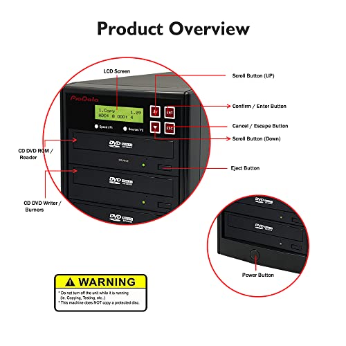 PIODATA 1 to 3 24X Burner M-Disc Support CD DVD Duplicator - Standalone Copier Duplication Tower PIO-S3T-DVD-BK