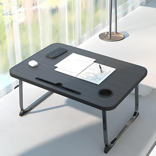 Image of HomeEssentials Multipurpose Mobile Laptop Desk: Height Adjustable Computer Table with Lockable Wheels - Portable Workstation for Bed, Sofa, and Home Office (Black)