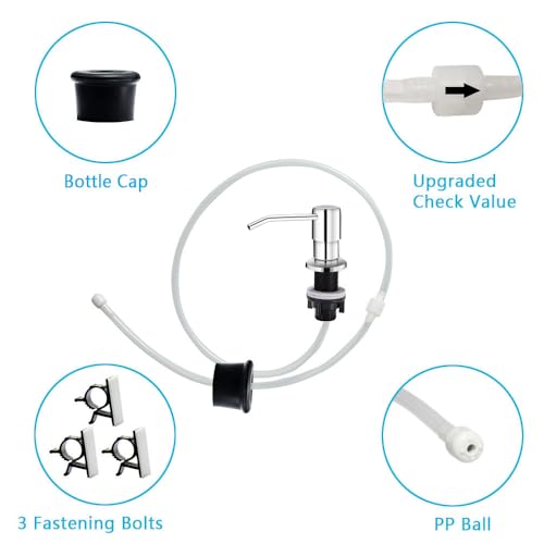Image of Soap Dispenser for Kitchen Sink, in Sink Soap Dispenser Pump, 47 inch Silicone Extension Tube Connect to The Soap Bottle Directly, Say Goodbye to Frequent Refills (Chrome)