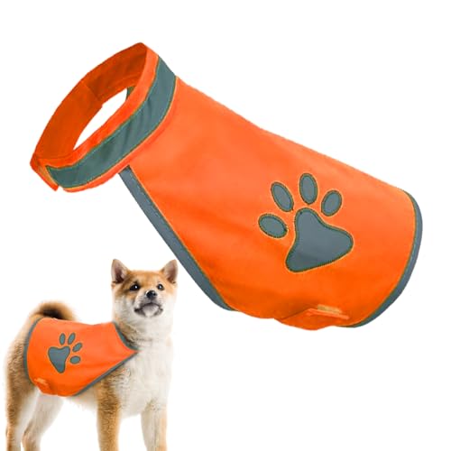 犬用反射ベスト,ナイト反射ペットベスト 小型犬対応 - 蛍光 足跡 パターン 付き,小型犬 中型 犬 大型犬 屋外 夜間 活動 用,大型犬用夜間反射安全服 ペット用通気性犬用パウベスト 屋外散歩や狩猟用