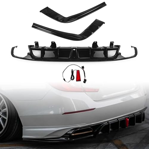 Difusor de Parachoques Trasero Negro Brillo Premium con Labio y Spoiler LED para Accord 2