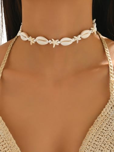 Alegend Necklace Natural Sea Shell White Starfish Conch Summer Beach Cowrie4