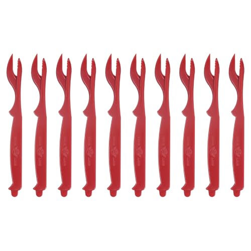 QUARKZMAN 10Pcs Schiacciagranchi, Forchettine Schiacciagranchi all'Ingrosso per Aragosta, Carcino, Gamberi di Fiume, Gamberi E Gamberetti Strumenti per Frutti di Mare Apertura Facile (Rosso)