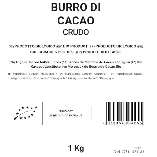 Bongiovanni Bontà Naturali Rohe Kakaobutter 1 kg BIO