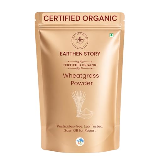 Image of Earthen Story Certified Organic Wheatgrass Powder (200g) | Lab Tested for 270+ Pesticides | Natural Detox, Energy & Glowing Skin | Vegan, Non-GMO Chlorophyll Superfood