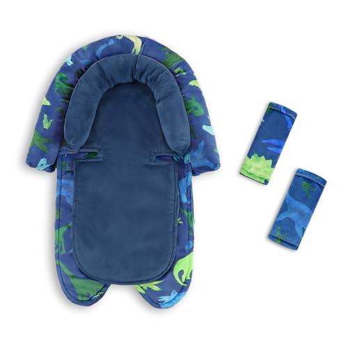 Baby Car Seat Head Support with Extra Headrest, 2-in-1 Babybody Supports with Shoulder Pads Set for Newborn, Adjustable Infant Car Seat Insert...