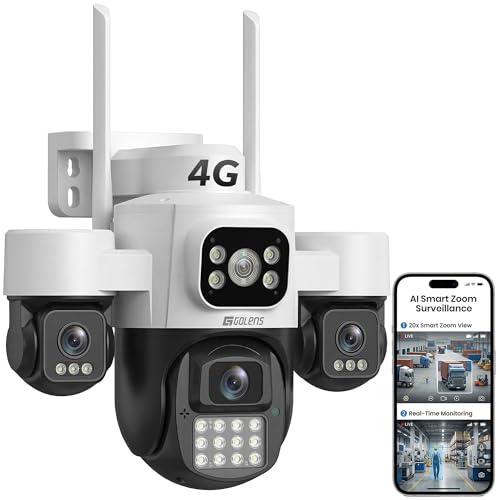 Image of Golens WC27H 4G 2MP Quad Lens Security Camera | 3-Inch 4 Lens Camera | Human Auto Tracking | Dual Light Full Color Night Vision | Built-in Mic & Speaker | TF Card Support (Up to 256GB)