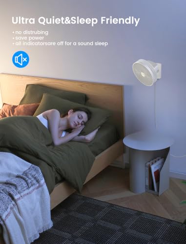 Image of 10 Inch Quiet Wall Mount Oscillating Fan with Remote & Timer, 4-Speed Portable Air Circulator for RV Indoor Use, Adjustable Tilt with 5.9ft Adapter, 90 Cooling for Home Office Bedroom Bathroom