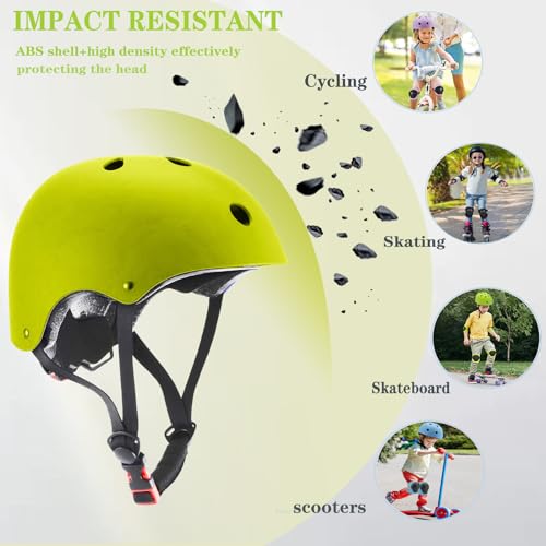 Image of FOOKCIAN Kids Helmet,Toddler Skateboard Helmets for Ages 2-3-5-8-14 Years Boys Girls with Knee and Elbow Pads Wrist Guards fit Roller Skates,Skateboarding,Skating Scooter Adjustable Kids Helmet
