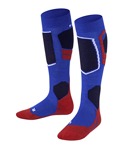FALKE Unisex Kinder Skisocken SK4 Advanced K Kh Wolle Funktionsmaterial warm dünn 1 Paar, Blau Olympic 6940, 35-38