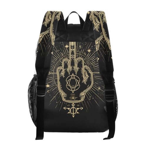 Kids PVC Clear Backpack Geometric Middle Finger Black Heavy Duty Multi-pockets Large Capacity Transparent See Through Bookbag for School Travel Sport Work3