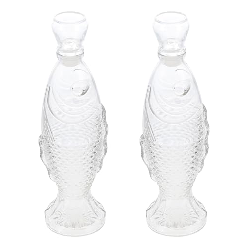 Vase en verre en forme de poisson transparent avec couvercle rustique