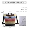 CORIOS Damen Handtasche Canvas Schultertasche Tasche Multi-Color Streifen Vintage Umhängetasche Henkeltaschen Große Kapazität Tote Beutel Tragetasche für Schule Arbeit Reise Shopper Mehrfarbig #2