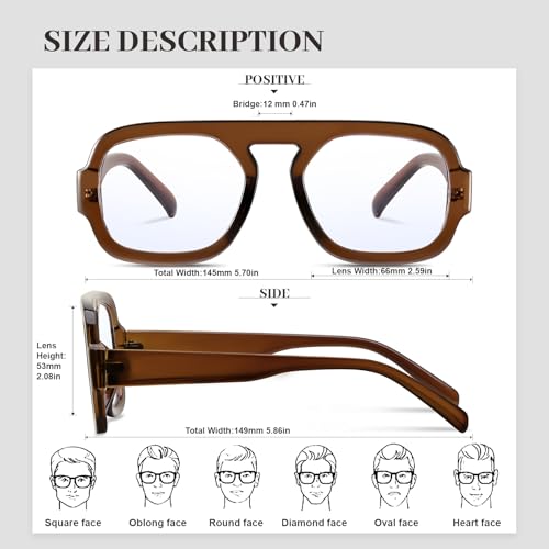 Image of Aviator Blue Light Blocking Glasses for Women Men Square Flat Top Computer TV Eyeglasses Anti Eyestrain
