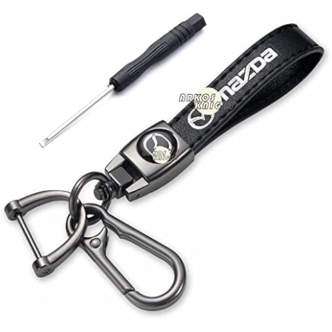 ARKOSKNIGHT Car logo Key Chain,Genuine Leather Keychain,Car Keychain for Women Men, Mzzda Black, Large Cover