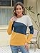 Minetom Women's Color Block Tops Casual Long Sleeve Tunic Round Neck Pullover Shirts