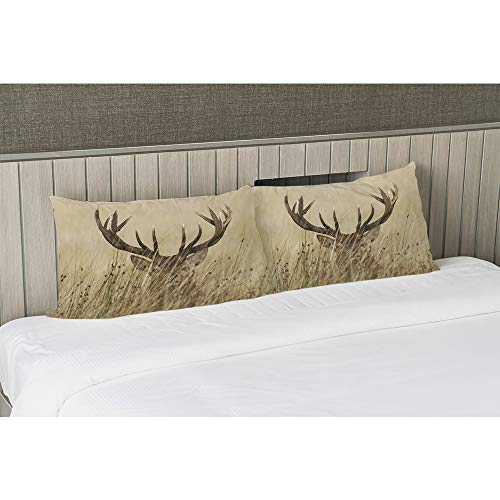Ekobla FBA-PILLOW-LUX-A02 Throw Pillow Cover Stag Deer Antler Moose Elk Horn African Safari Wild Exotic Nature Decor Lumbar Pillow Case Cushion For Sofa Couch Bed Standard Queen Size 20X30 Inch thumb #3