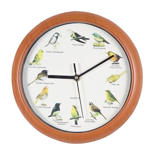 Reloj de cuco | Reloj nocturno silencioso | Reloj de pared vintage | Reloj con sonido de , reloj de tema animales, reloj de pared vintage con animales 25 cm/9,84 pulgadas (diametr