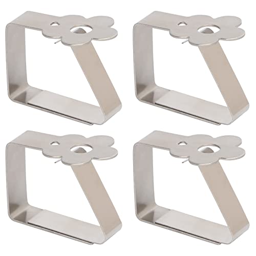 Skycase Tablecloth Clips,4 Packs Cute Stainless Steel Tablecloth Cloth Cover Clamps Holder, Table Cloth Holder & Skirt Clips,Picnic Table Clips For Kitchen Dining Party Outdoor Wedding Picnics,Flower #TOP13