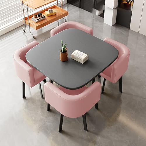Moderno juego de mesa de comedor cuadrada con 4 sillas, elegante conjunto de mesa central y silla para balcón, sala de estar, cafetería, tienda de té, perfecto para comedor y entretenimiento (estilo