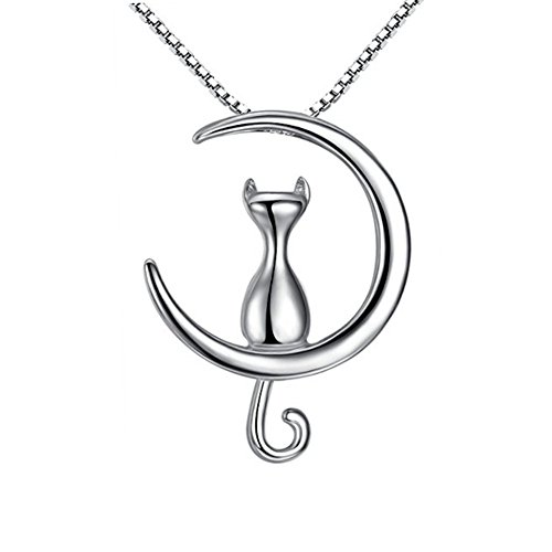 drawihi Halskette Lindo des der Mond des Katze Kätzchen Sterling Silber Halsketten für Frauen kurze Kette Geschenke von Weihnachten von der Schmuck der Weise Cover