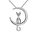 Produktbild drawihi Halskette Lindo des der Mond des Katze Kätzchen Sterling Silber Halsketten für Frauen kurze Kette Geschenke von Weihnachten von der Schmuck der Weise