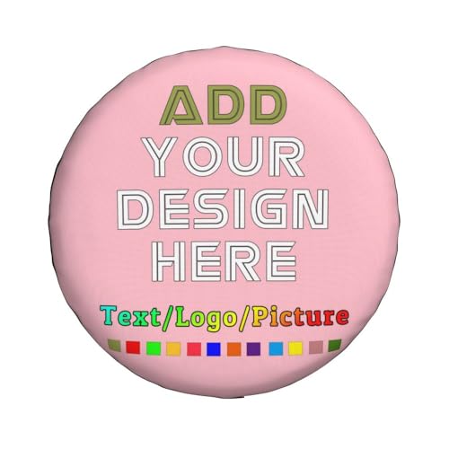 Image of Custom Spare Tire Cover with Logo Photo Text, Personalized Polyester Tire Covers Protectors for Trailer RV SUV and Many Vehicles, Pink