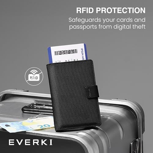 EVERKI RFID Passport Wallet - RFID Passport Holder for Travel, Slim RFID Blocking Pass Port Case Cover & Protector, Cute Pass Port Holder for Men & Women, Travel Essentials Gift for Travelers, Black4