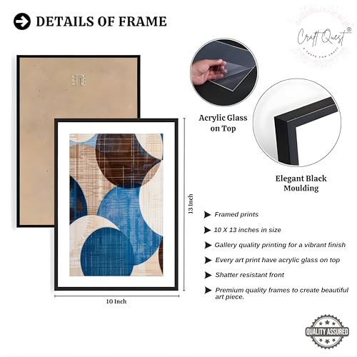 Image of CRAFT QUEST Wall Art Decor Paintings | Set of 3 Abstractv Wall Art Frames for Home Decoration | Ideal for Living Room, Bedroom & Office (Black, 10 X 13 Inches Each Frames)