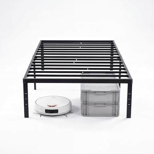 Image of Sweetcrispy Twin XL Size 14 Inch Platform Bed Frame, Heavy Duty Metal Foundation Frame, Noise-Free Sturdy Steel Slats, Underbed Storage, No Box Spring Needed, Quick Setup