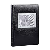 Old Town Single Bonded Leather Photo Album with Metal Frame Window (Black w/Metal Frame)