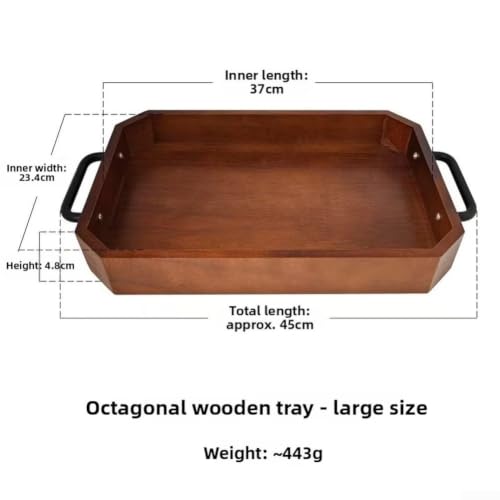 Tabla de servir de madera maciza noble y bandeja octogonal con borde elevado 3