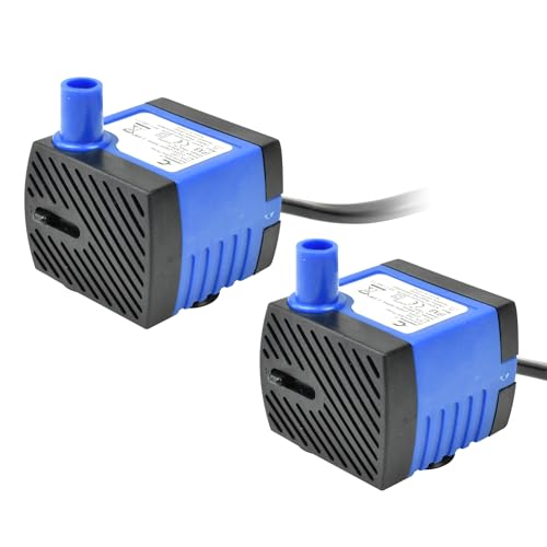 CONQUERALL 2PCS Mini bomba sumergible de 2.5W, 42GPH, 1.48 pies de altura para acuarios pequeños y fuentes para gatos