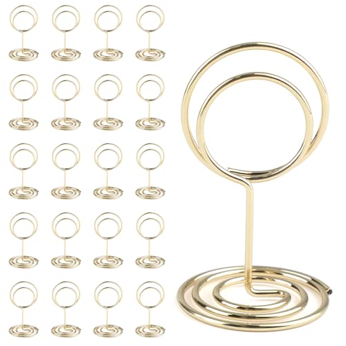 UIHRLM 20PCS Table Number Holders, 2 Inch Mini Gold Photo Holders for Tables, Metal Table Number Stands Photo Memo Clip for Wedding, Graduation, Party, Restaurant, Office, Home, Centerpiece Decor