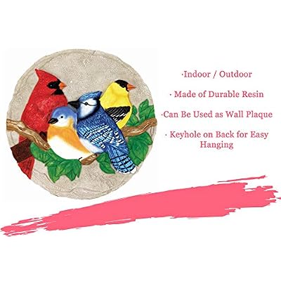 Spoontiques - Garden Decor - Bright Birds Stepping Stone - Decorative Stone for Garden