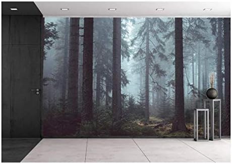 wall26 Foggy Pin Forest - Removable Wall Mural | Self-Adhesive Large Wallpaper - 100x144 inches