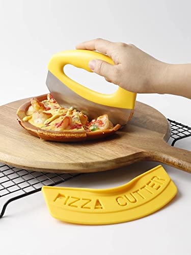 Image of P-Plus International Pizza Cutter and Serving Turner - Pizza Serving Turner - Pizza Cutter Tool - Pizza Spatula - Pizza Cutter Wheel (Set of 2)