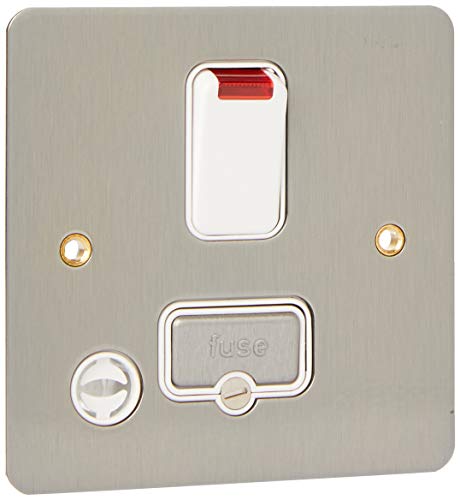 MK Edge K14971BRCW 13A Double Pole Switched Connection Unit with Neon/Flex Outlet - Brushed Chrome