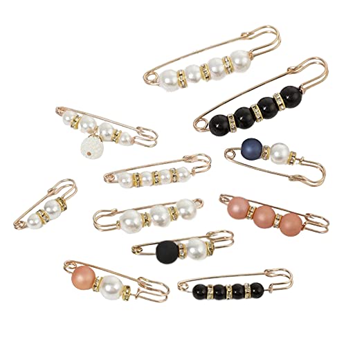 Image of Fashion Pearl Brooch,Sweater Shawl Clip Double Faux Pearl Brooches Waist Pants Extender Safety Pins 4-14Pcs