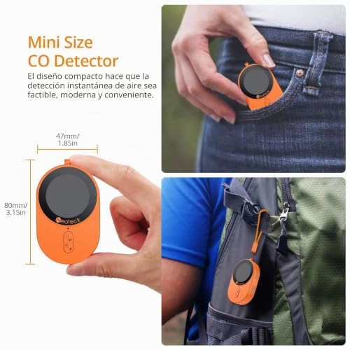 Detector de CO de bolsillo con batería integrada y cordón de colgar para viaje 7