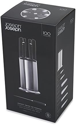 Joseph Joseph Elevate - 6-piece Kitchen knife set block, German Stainless-Steel blades, rotating Carousel - Stainless Steel