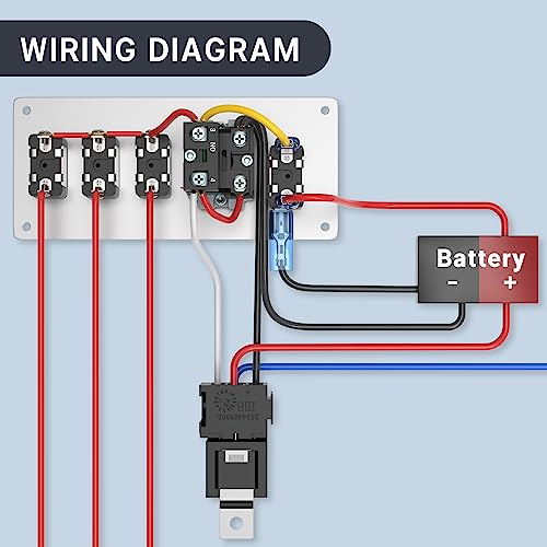 RVBOATPAT 5 in 1 Ignition Switch Panel Boat Toggle Switch Panel DC 12V 30A Racing Switch Panel Push Start Ignition Kit for Race Car Truck